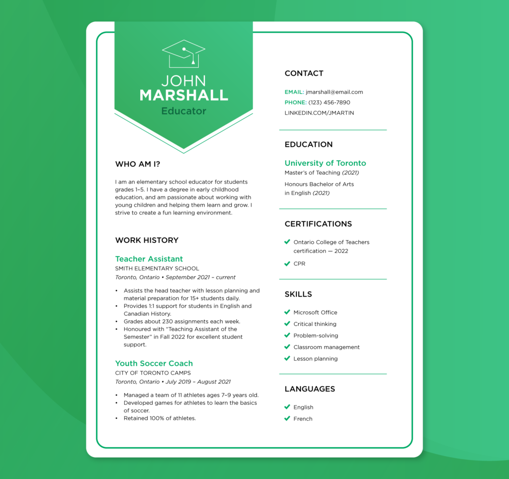 Canadian Resume Format [Templates] - Robertson College