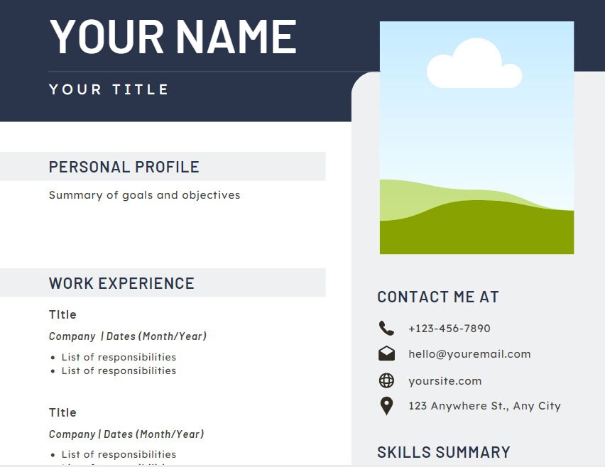 5 Resume Templates - Etsy